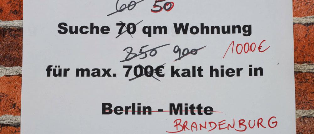 Korrigiertes Wohnungsgesuch in Berlin.