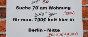 Korrigiertes Wohnungsgesuch in Berlin.