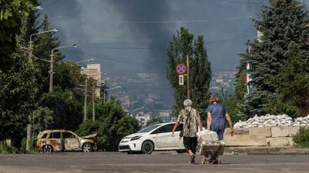 Straßenszene in Lysychansk in der Region Luhansk (Foto vom 10. Juni 2022)