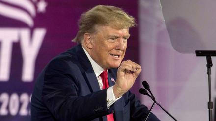 Donald Trump hält am 17.06.2022 auf einer Veranstaltung in Nashville, Tennessee eine Rede.
