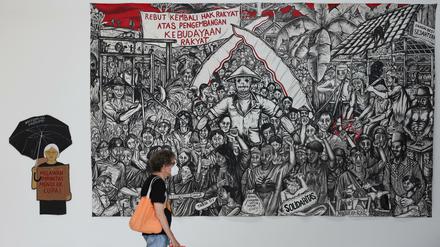 Ein Bild des umstrittenen Künstlerkollektivs Taring Padi bei der Documenta.