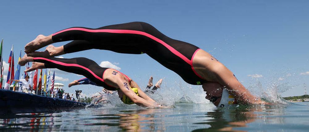 Startschwimmerin Lea Boy wechselte als Sechste.