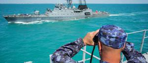 Szene der jährlichen Operation "Shield Protector", einer zweitägigen Übung, die am 22. Juni von den rumänischen Seestreitkräften organisiert wird und der Konsolidierung der Nato-Kampfverfahren unter den Marinestreitkräften dient