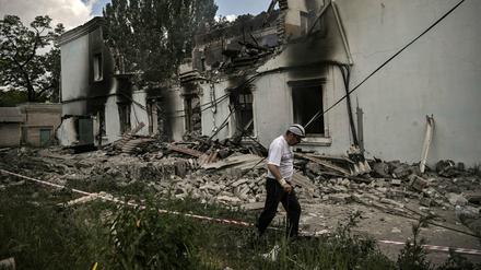 Ein zerstörtes Gebäude in Lyssytschansk im Donbass (Foto vom 17. Juni 2022) 