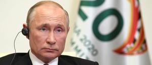 Wladimir Putin, Präsident von Russland, nimmt 2020 am virtuellen G20-Gipfel teil. 