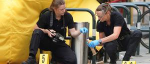 Spurensuche an einem der Tatorte in Norwegens Hauptstadt Oslo.