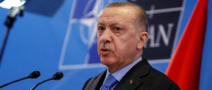 Der türkische Präsident spricht nach Verhandlungen mit den Nato-Partnern.