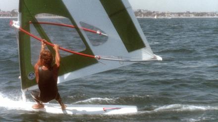 Windsurfer auf der Havel, historisches Bild von 1984.