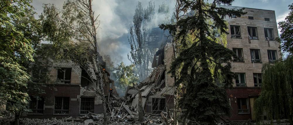 Zerstörte Häuser min Lyssytschansk (Foto vom 17. Juni 2022)