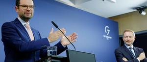 Finanzminister Christian Lindner (FDP) und Justizminister Marco Buschmann (FDP) auf der Pressekonferenz.