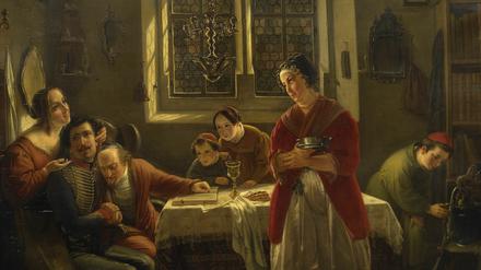 Hoffnung auf Teilhabe. Das Gemälde des deutsch-jüdischen Malers Moritz Daniel Oppenheim von 1834 zeigt einen uniformierten Soldaten im Kreise seiner nach jüdischem Brauch lebenden Familie.