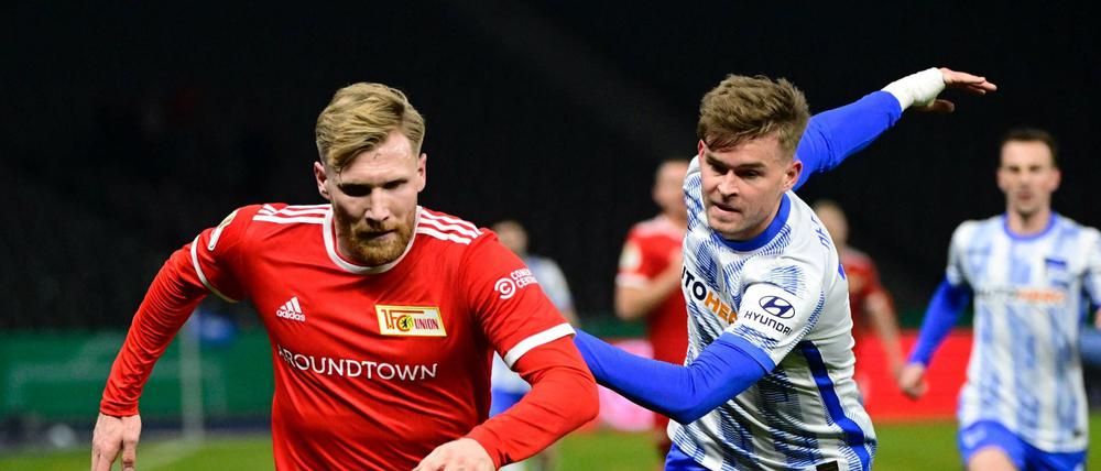 In der vergangenen Saison setzte sich Andreas Voglsammer (links) mit Union deutlich gegen Hertha (im Bild Maximilian Mittelstädt) durch. 