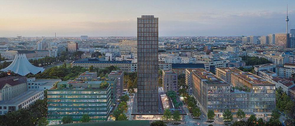 Autofreies Quartier mit zwei Tiefgaragen. „Die Macherei Berlin-Kreuzberg“ ist seit 2021 im Bau. Das Hochhaus erhielt jetzt eine Umbaugenehmigung, neu entstehen das „Zero Co2-Haus“ (links) sowie das „Holz-Carré“ in Holz-Hybrid-Bauweise. Grafiken: Art-Invest Real Estate