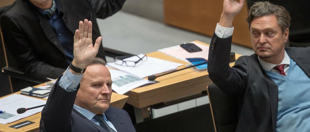 Die AfD Abgeordneten Roland Gläser (l-r), Georg Pazderski, und Frank Christian Hansel.