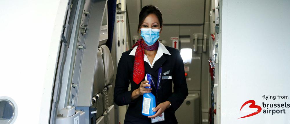 Eine Mitarbeiterin von Brussels Airlines am 15. Juni 2020.