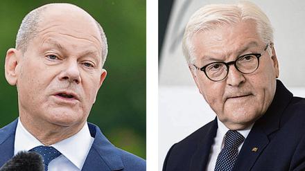 Interview-Auftakt: Bundeskanzler Olaf Scholz (l.) ist am Sonntag zu Gast beim „Bericht aus Berlin“ im Ersten. Bundespräsident Frank-Walter Steinmeier eröffnet die Interviewreihe in der ZDF-Sendung „Berlin direkt“. 