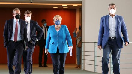 Die frühere Bundeskanzlerin Angela Merkel (CDU) bei einem Treffen mit Regierungschefs der Länder im Sommer 2021. 