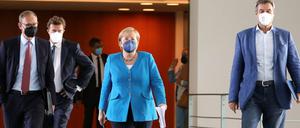Die frühere Bundeskanzlerin Angela Merkel (CDU) bei einem Treffen mit Regierungschefs der Länder im Sommer 2021. 