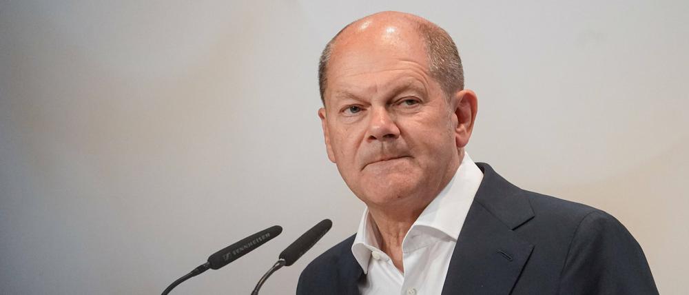 Bundeskanzler Olaf Scholz (SPD) bei einem öffentlichen Auftritt am Mittwoch. 