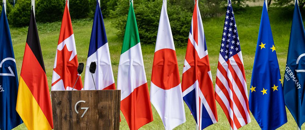 Außer Spesen nichts gewesen? Flaggen der G7-Staaten in Elmau.