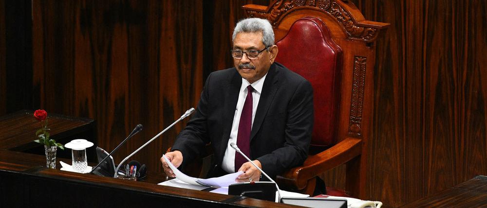 Gotabaya Rajapaksa im nationalen Parlament in Colombo.