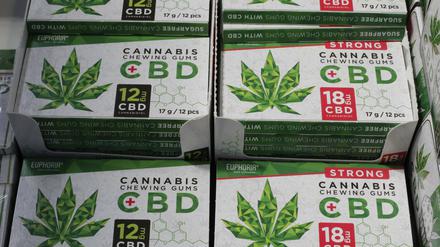 CBD-Kaugummis auf der letzten Hanfmesse Mary-Jane in Berlin.