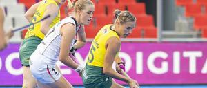 Pauline Heinz (l.) und ihre Kolleginnen gaben im Spiel um Bronze gegen Australien noch einmal alles, am Ende ging dem deutschen Team aber die Kraft aus.