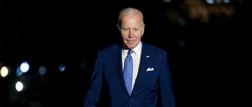 Joe Biden, Präsident der USA, kommt nach seiner Rückkehr von einer Reise nach Israel und Saudi-Arabien im Weißen Haus in Washington an. 