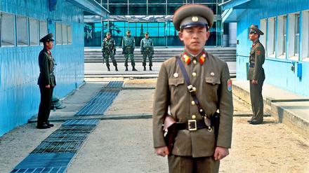 Süd trifft Nord. Wachen an der Demarkationslinie von Panmumjeon.