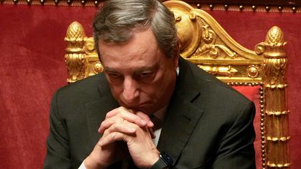 Mario Draghi, Premierminister von Italien, nimmt an einer Debatte im Senat teil. 