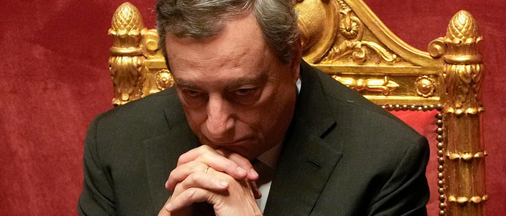 Mario Draghi, Premierminister von Italien, nimmt an einer Debatte im Senat teil.