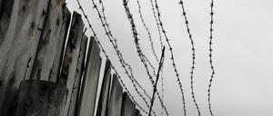 Holzbretterzaun und Stacheldraht am ehemaligen Straflager Perm 36 (Symbolbild)