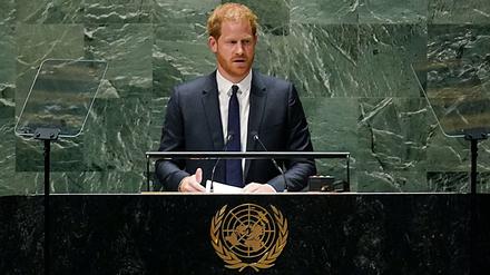 Prinz Harry, Herzog von Sussex, spricht vor der Generalversammlung der Vereinten Nationen während der jährlichen Feierlichkeiten zum Internationalen Nelson-Mandela-Tag. 