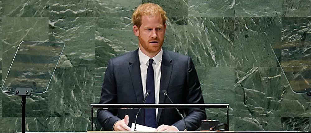 Prinz Harry, Herzog von Sussex, spricht vor der Generalversammlung der Vereinten Nationen während der jährlichen Feierlichkeiten zum Internationalen Nelson-Mandela-Tag.