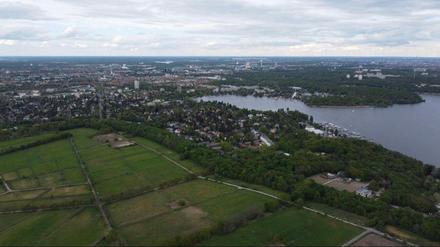 Blick auf die Rieselfelder zwischen Gatow und Wilhelmstadt in Spandau.