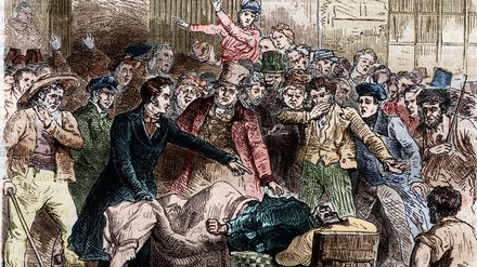 So sah es in Paris aus im April 1832, als die Cholera-Epidemie begann. Illustration aus einem 1866 veröffentlichten Geschichtsbuch. (Photo by Stefano Bianchetti/Corbis via Getty Images)