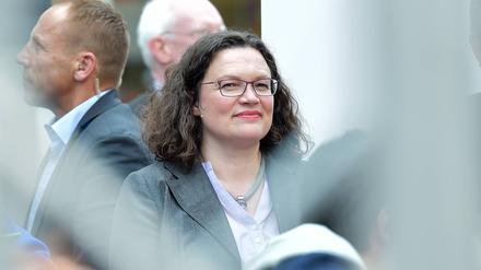 SPD Veranstaltung - Kommt-Zusammen-Tour am 22.05.2019 in Düsseldorf Verschiedene Politiker und Politikerinnen der SDP werben auf ihrer - Kommt-Zusammen-Tour - für die Europawahl 2019. Andrea Nahles *** SPD Event Comes Together Tour on 22 05 2019 in Düsseldorf Various politicians of the SDP advertise on their Come Together Tour for the European Election 2019 Andrea Nahles xJFx  