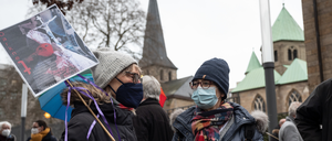 Solidaritätsaktion mit Missbrauchsopfern der katholischen Kirche. 