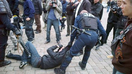 Die Polizei musste schließlich eingreifen.