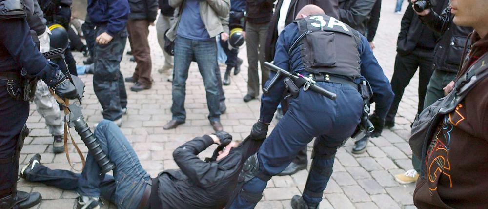 Die Polizei musste schließlich eingreifen.