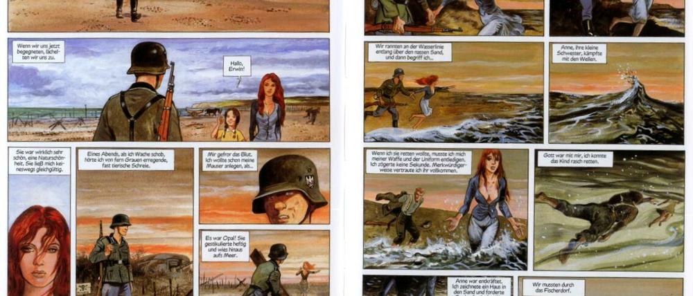 Liebe in Zeiten des Krieges. Eine Doppelseite aus dem besprochenen Band.