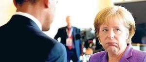 Nicht mit mir! Angela Merkel (CDU) ist von den Vorschlägen Barack Obamas (links) nicht angetan. Womöglich kommt es auf dem Weltwirtschaftsgipfel in Toronto zum Eklat – Amerika und Europa stehen einander unversöhnlich gegenüber.