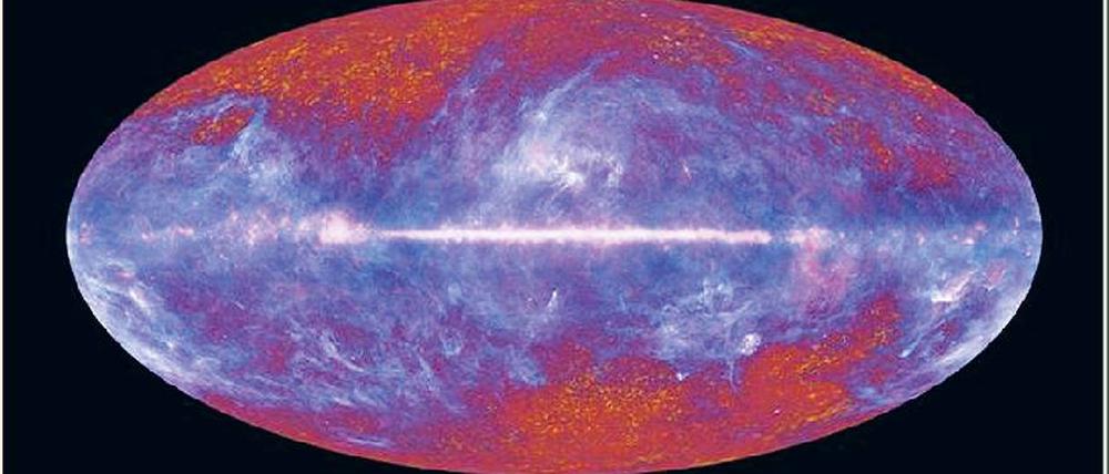 Blick in die Vergangenheit. Die Mikrowellenstrahlung des Komsos, aufgenommen von „Planck“, soll Forschern weitere Hinweise auf die Frühzeit des Universums geben. 