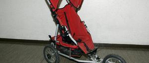 Diesen Kinderwagen hat die Polizei im Stadtpark Steglitz gefunden.