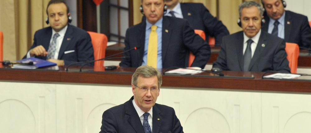 Bundespräsident Christian Wulff bei seiner Rede vor den Abgeordneten des türkischen Parlaments.