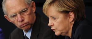 Bundesfinanzminister Wolfgang Schäuble und Bundeskanzlerin Angela Merkel.