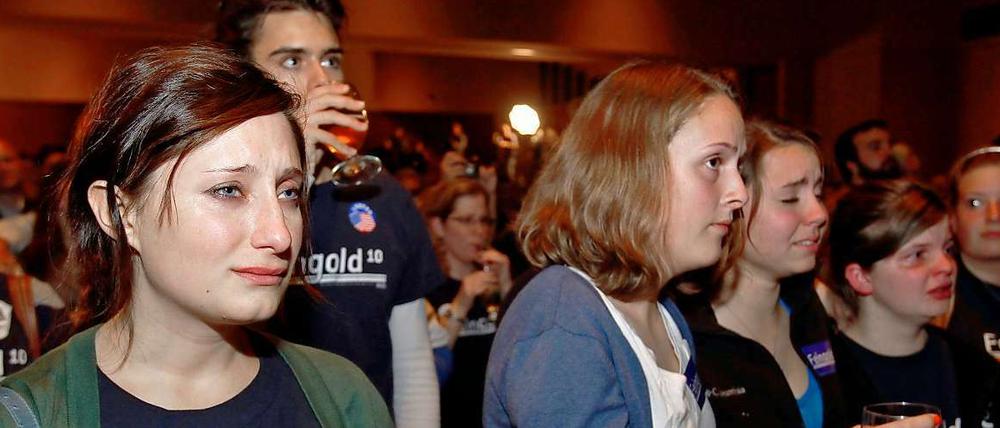 Enttäuschung bei den Anhängern der Demokraten. Die erwartbare Niederlage sitzt tief.