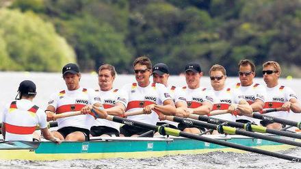 Volle Kraft voraus. Auch in Neuseeland setzte der Deutschland-Achter seine Erfolgsserie fort. Foto: dpa
