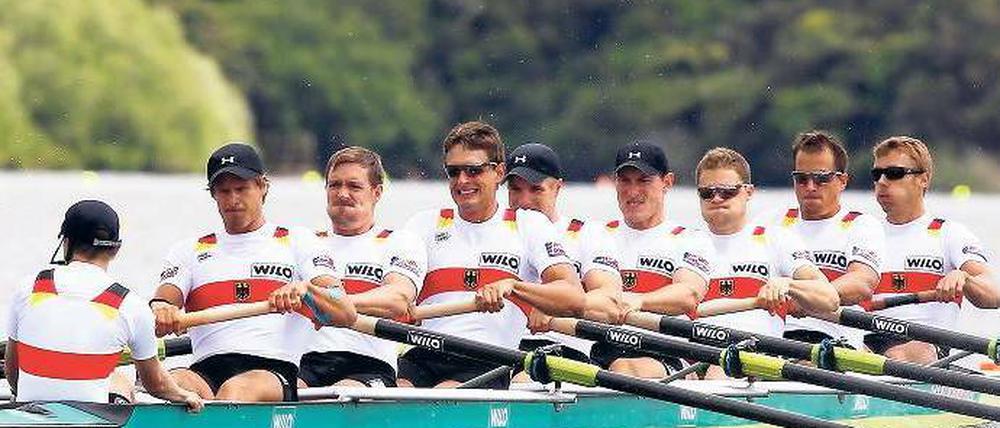 Volle Kraft voraus. Auch in Neuseeland setzte der Deutschland-Achter seine Erfolgsserie fort. Foto: dpa