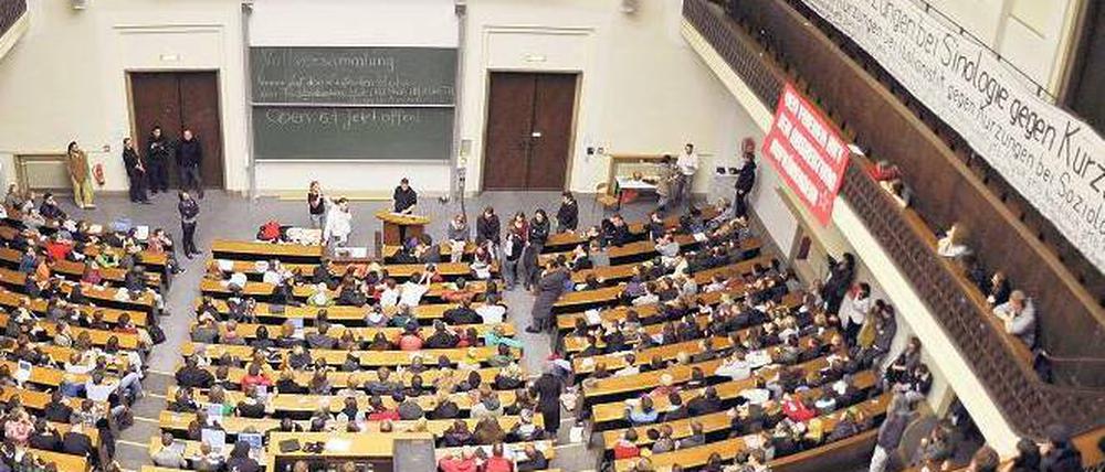 Vollversammlung. Münchener Studierende bei Protesten am Mittwoch.